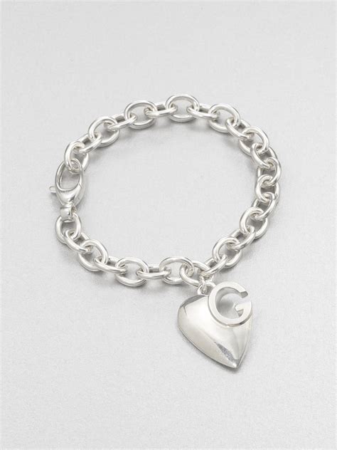 gucci silver heart charm bracelet